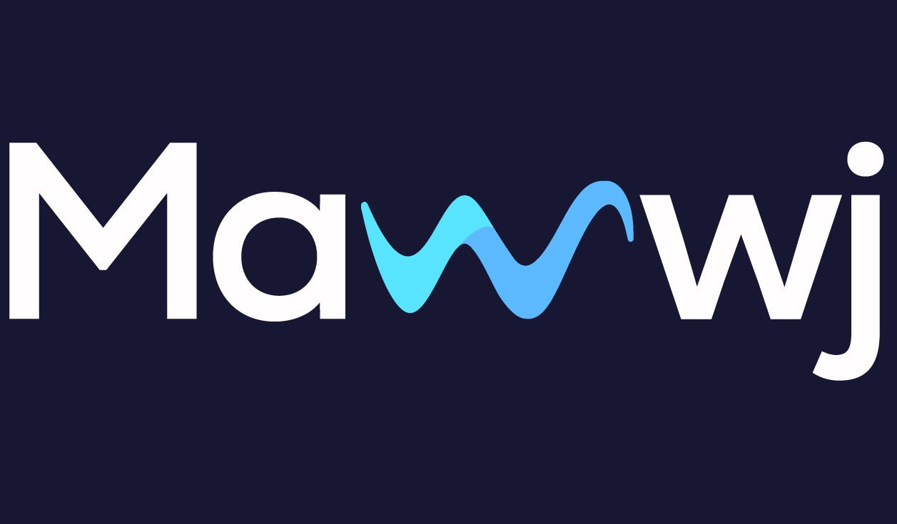 Mawwj logo on a dark blue background
